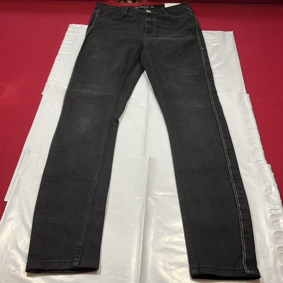 Zara TRF BLACK high waist skinny jeans new FAUX leather sides cotton elastane 6 - Picture 3 of 16